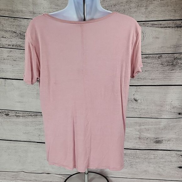 🐞Full Tilt Dusty Pink Short Sleeve Vneck Top Medium - Picture 2 of 11